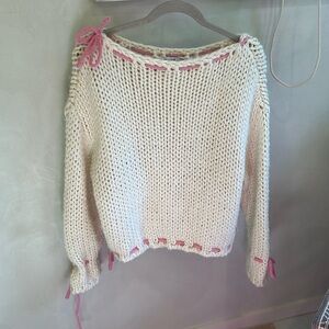 Preppy Sweater with Pink Bows